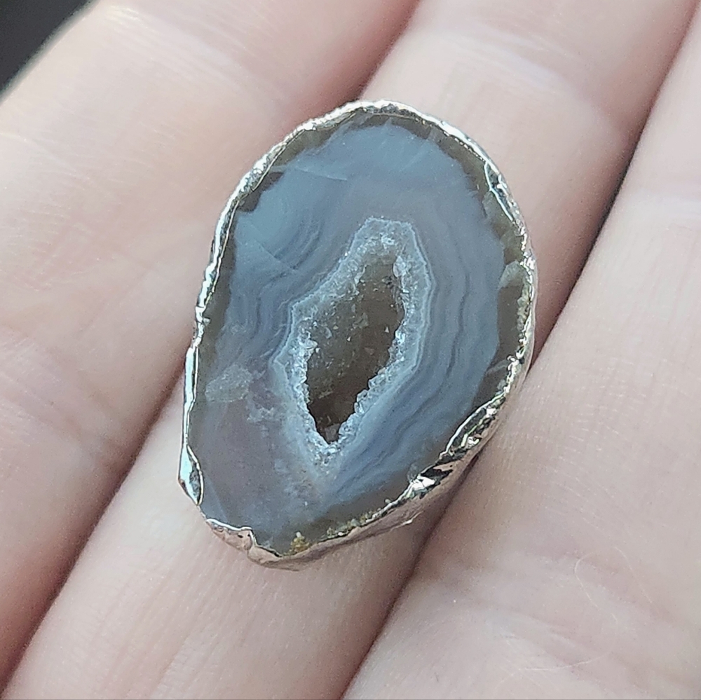 Druzy Agate Geode Ring. Adjustable Crystal Jewlery